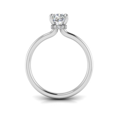 1 Ct Cushion Moissanite & .11 Ctw Diamond Secret Halo Engagement Ring